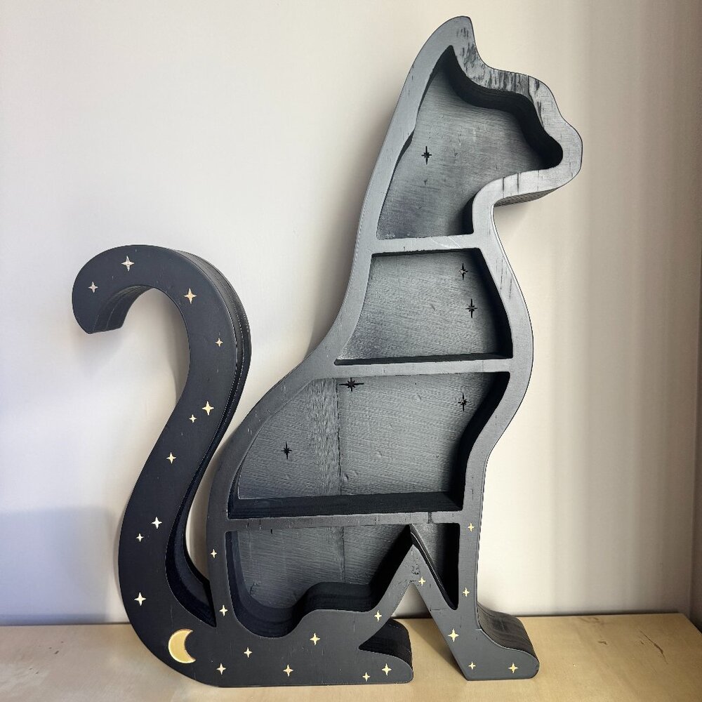 Wooden Wall Shelves - Cat or Moon, sold separately